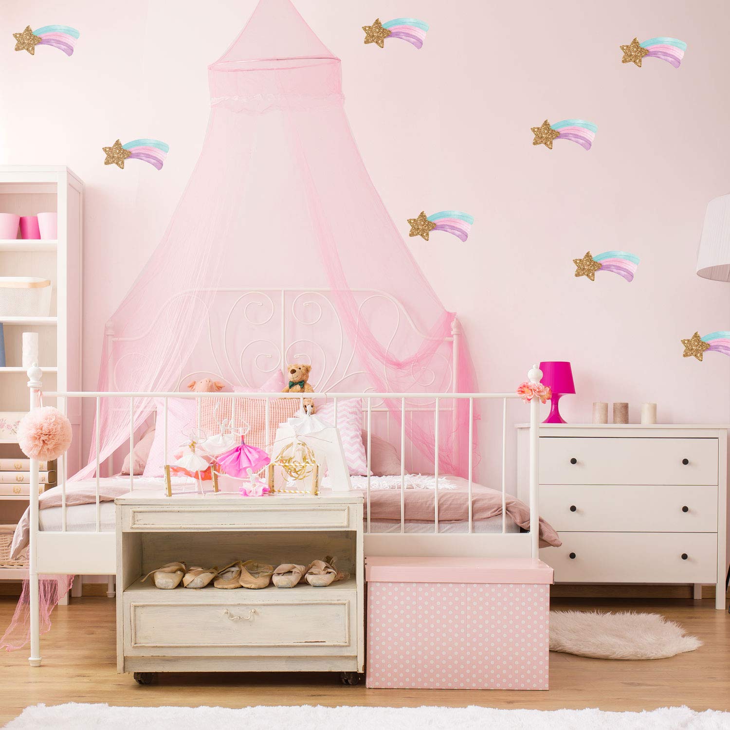 Stickerscape Shooting Star Wall Sticker Pack | Perfect for A Childs Bedroom, Playroom Or Nursery | Easy to Apply | 24 Pastel Coloured Shooting Star Stickers Included
