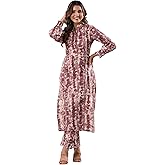 Janasya Indian Women's Cotton Mauve Tie & dye Print Casual Wear Kurta Set for Women