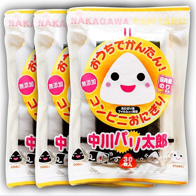 Amazon 中川海苔店 パリパリ海苔のコンビニおにぎりが作れる 中川パリ太郎 30枚入x3袋 時短で 安心 安全 美味しい おにぎり 中川海苔 店 焼きのり 通販
