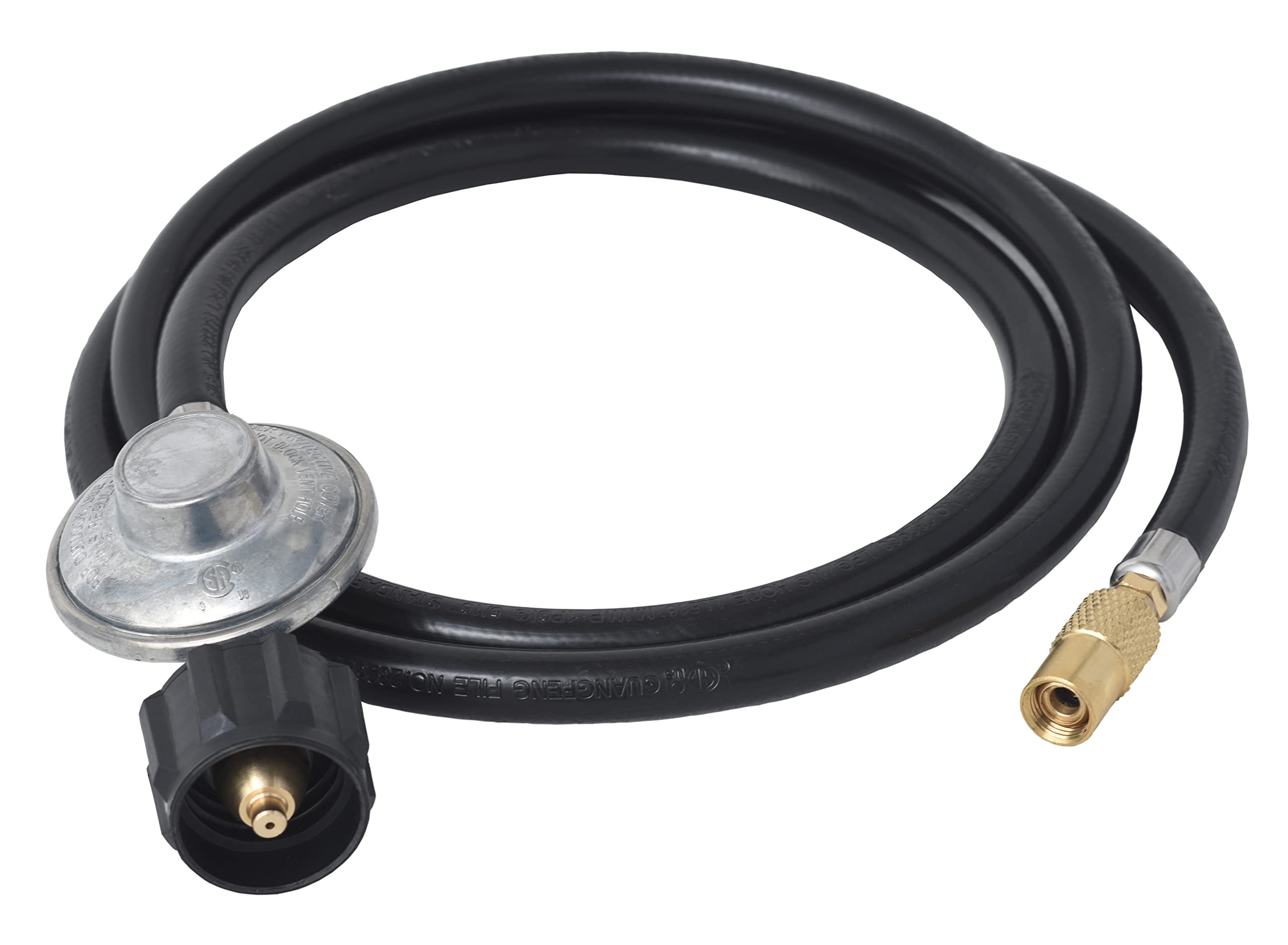Photo 1 of Flame King 6-FT Propane Adapter Hose & Regulator for 20LB Tank for 17"/22" Blackstone Tabletop Grill Griddle, Weather Resistant & Corrosion Resistant