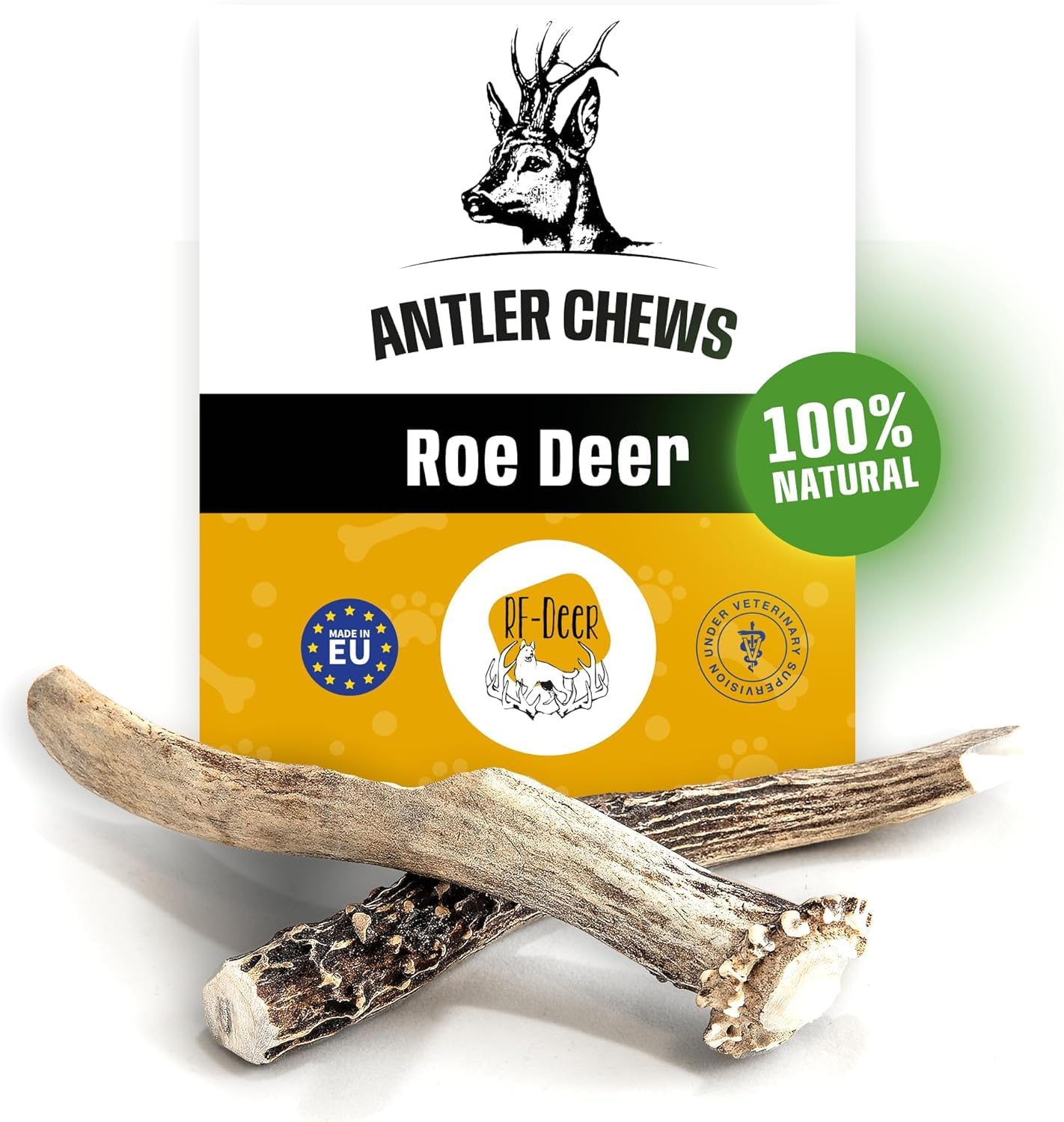 RF-Deer Goat Antler for Dogs Size M - 1 piece - Natural Long Lasting Chew Treat Enjoyment and Dental care for your dog Available in different versions