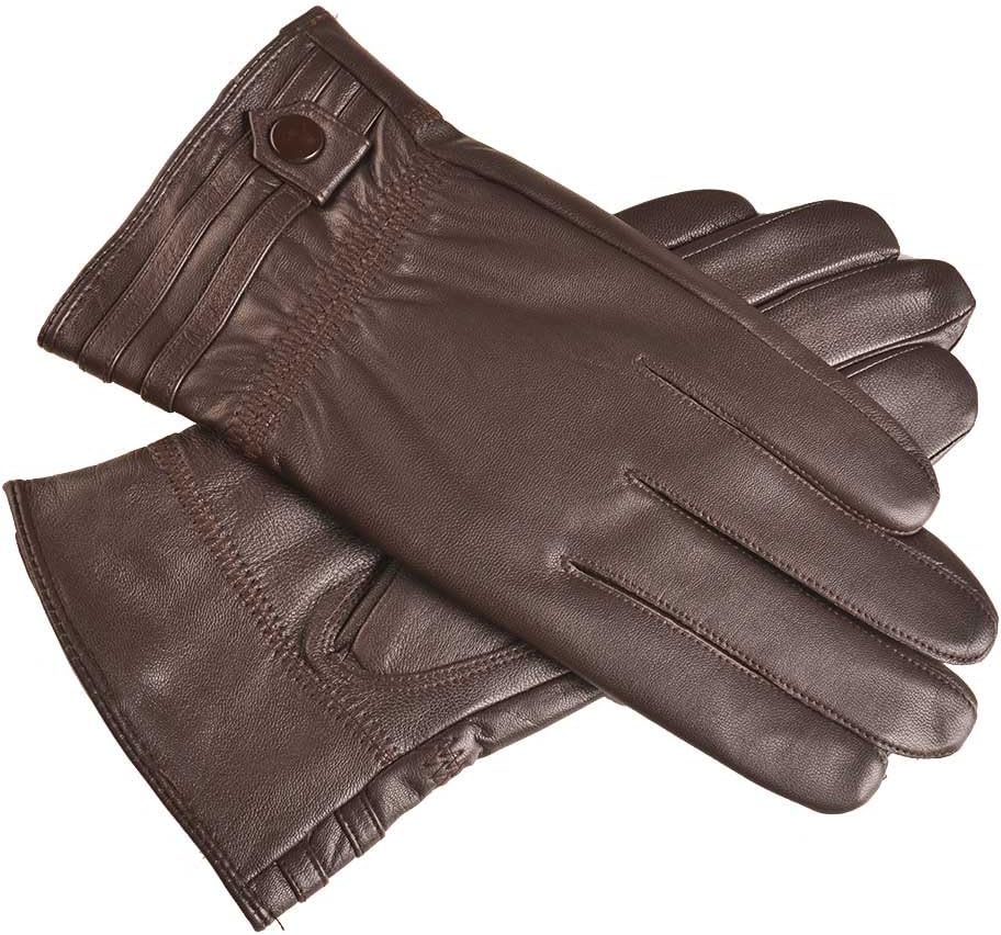 YISEVEN Men Sheepskin Leather Gloves Classic Three Points