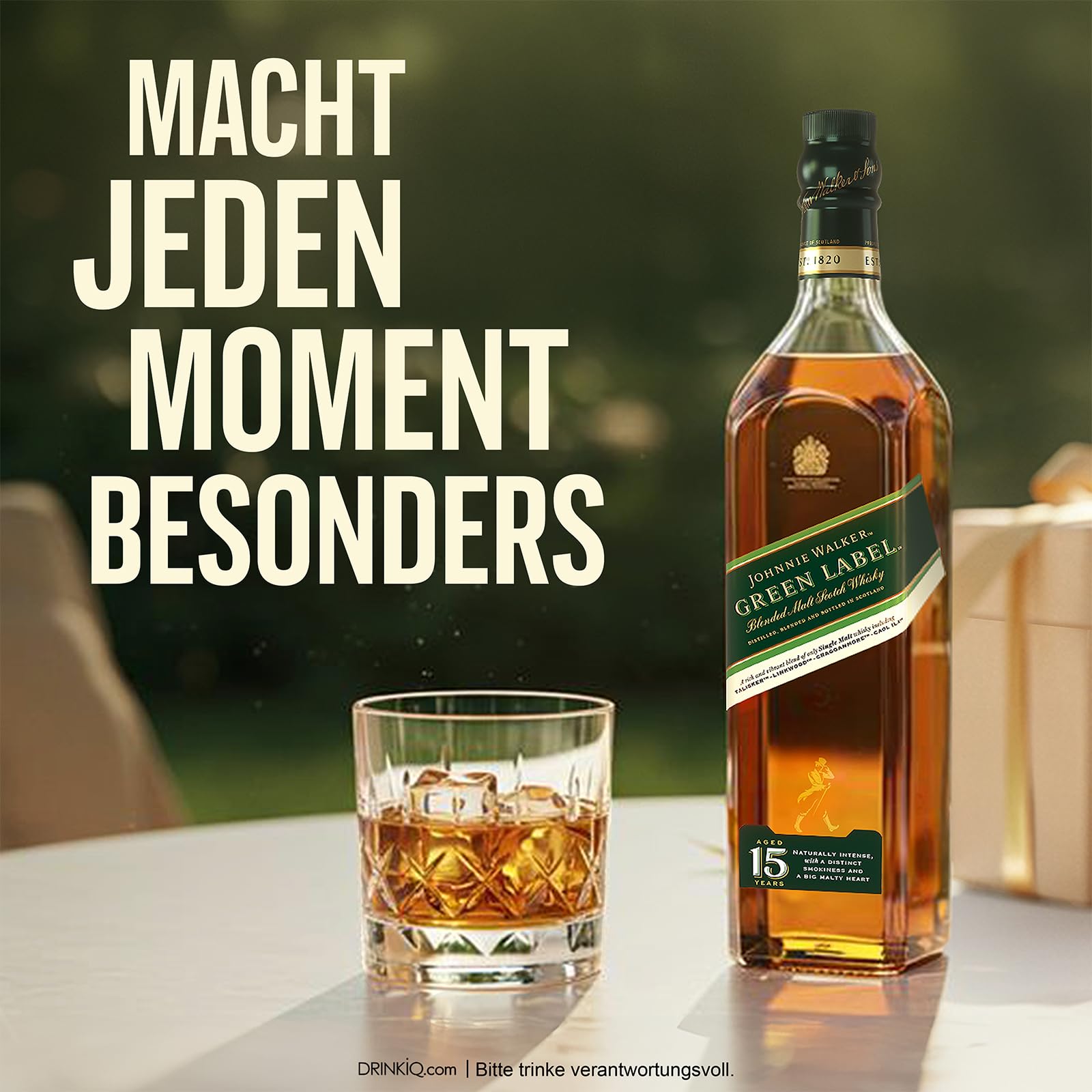 Johnnie Walker Green Label, Blended Scotch Whisky, in edler Geschenkverpackung, 43% Vol, 700ml Einzelflasche 7