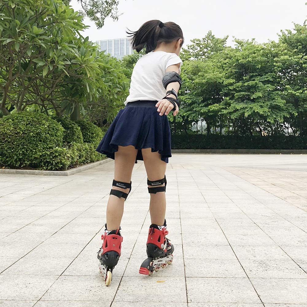 BOSONER Kids/Youth Knee Pad Elbow Pads Guards Protective Gear Set for Roller Skates Cycling BMX Bike Skateboard Inline Skatings Scooter Riding Sports (Black) : Sports & Outdoors