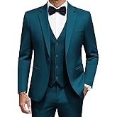MAGE MALE Men's 3 Pieces Solid One Button Suit Elegant Slim Fit Single Breasted Party Tuxedo Blazer Vest Pants Set