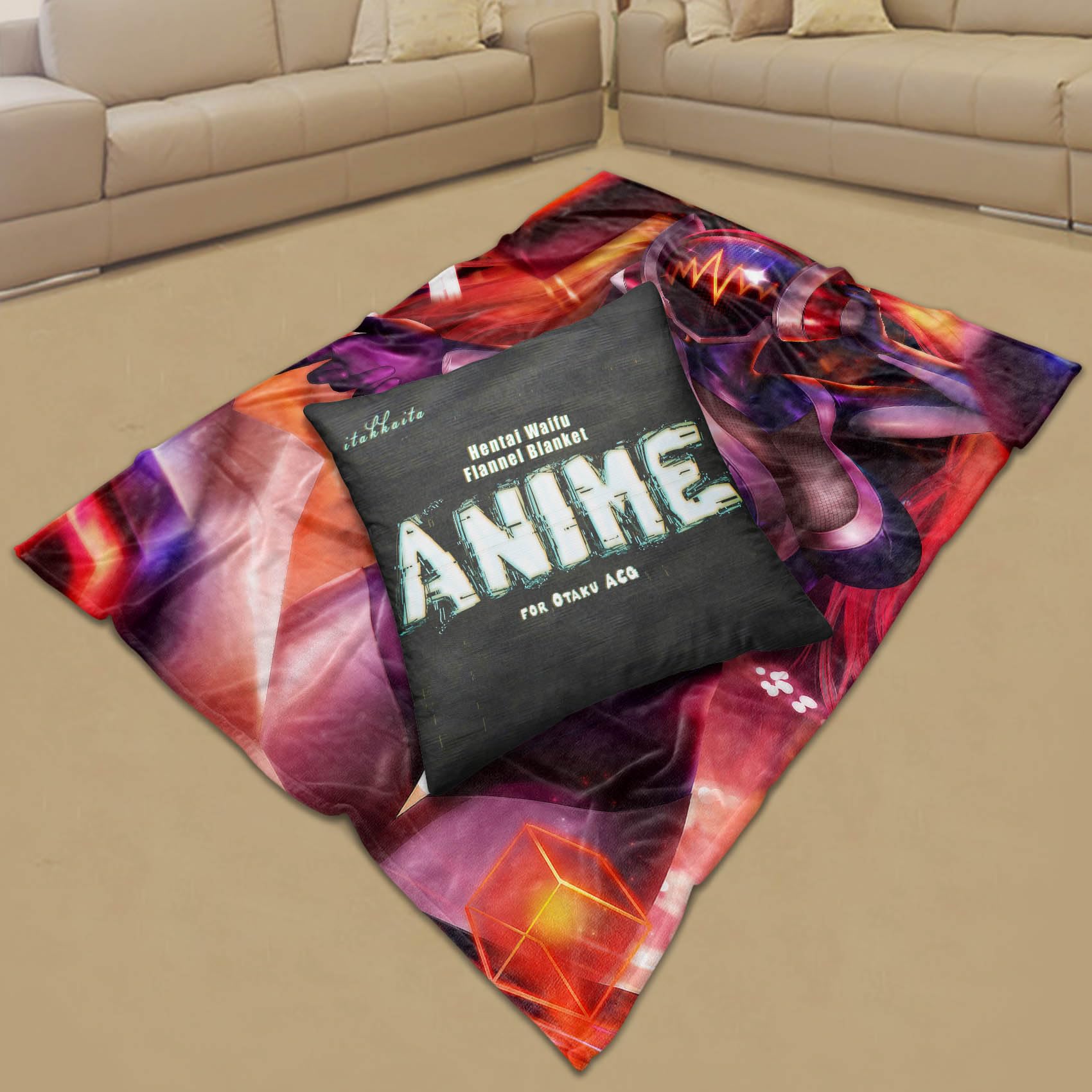 itakkaito Fleece Flannel Blanket Ecchi Otaku Plush