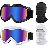 LJDJ Dirt Bike Goggles, 2 Pack ATV Off-Road Riding Motorcycle Motocross Glasses with Sun UV Protection Balaclava Full Face Cover for Youth, Teens, Men & Women