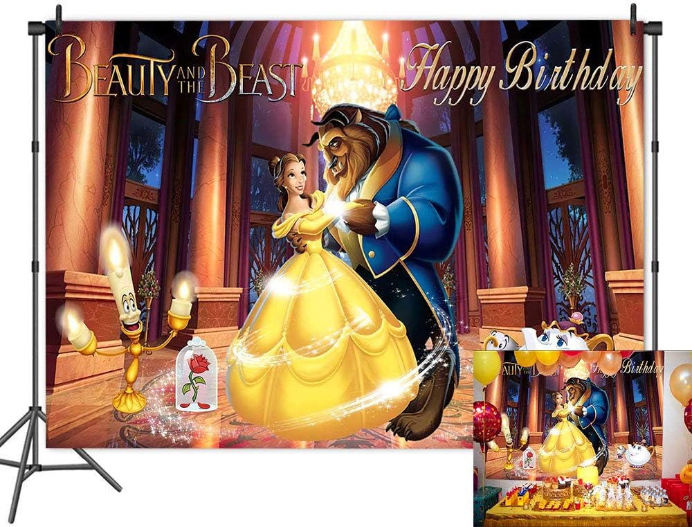 Lighting Studio Cartoon Beauty And The Beast Theme Photography Backdrop For Princess Girls Happy Birthday Party Decoration Photo Background European Castle Palace Backdrops Banner Studio Props Booth 7x5ft Nordicid Com