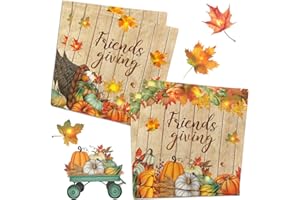 PYMUROD Friendsgiving Party Decorations-40pcs Friendsgiving Napkins,Disposable Fall Maple Leaves Pumpkin Friendsgiving Paper Napkins for Friendsgiving Thanksgiving Autumn Party Fall Birthday Party Decorations