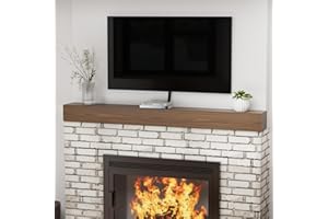 POPRHINO Fireplace Mantel Shelf 72 X 8 X 6 Inch, Handcrafted Solid Mantel for Over Fireplace, 6 Inch Thick Wall Mounted Floating Fireplace Mantel, Real Wood