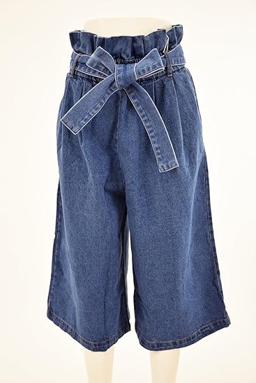 Amazon Co Jp リシェグラマー Riche Glamour 10ozデニムリボン付きガウチョパンツ 服 ファッション小物