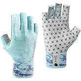 BASSDASH 3/4 Finger UPF 50+ Sun Gloves Breathable Anti-Slip Silicone Palm for Men Women Fishing Fingerless Cycling Running