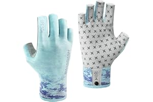 BASSDASH 3/4 Finger UPF 50+ Sun Gloves Breathable Anti-Slip Silicone Palm for Men Women Fishing Fingerless Cycling Running