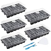 MIXC Seedling Trays Seed Starter Tray, 5-Pack Mini Propagator Plant Grow Kit Greenhouse with Humidity Vented Domes and Base f