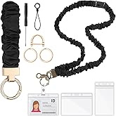 Eersida Teacher Scrunchies Lanyard with Safety Breakaway Buckle Retractable Lanyard Keychain Wristlet Office Gift for Women