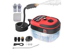 STRCEAT Handheld Pressurized Steam Cleaner,2500W Handheld High Temp Portable Cleaning Machine, Cleaning for Couch, Auto, Floor and More (Red)