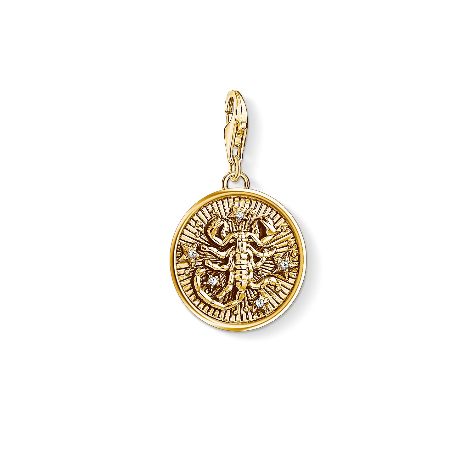 Thomas Sabo Men Women Charm Pendant Zodiac Sign Scorpio Charm Club 925 Sterling silver 18k yellow gold plating 1659-414-39
