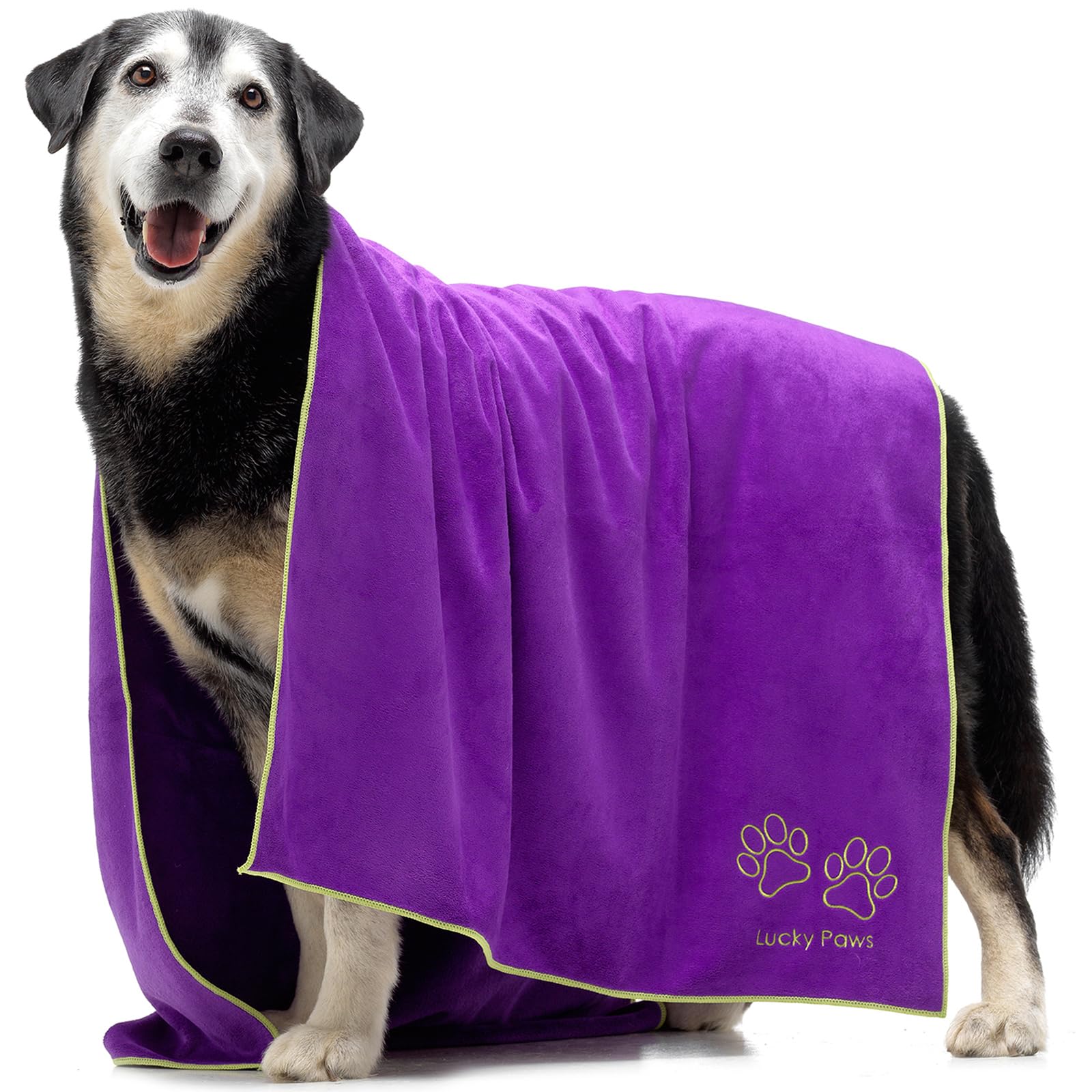 Lucky Paws® UK Dog Towel – Extra Large 140x70cm Dog Towels – Super Absorbent, Luxuriously Soft, Fast Drying Dog Towels for Drying Dogs – Premium Microfibre Dog Towel (Pack of 1, Purple)