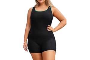 Hanna Nikole Womens Plus Size Boyleg One Piece Athletic Swimsuit Full Coverage Racerback Training Bathing Suit
