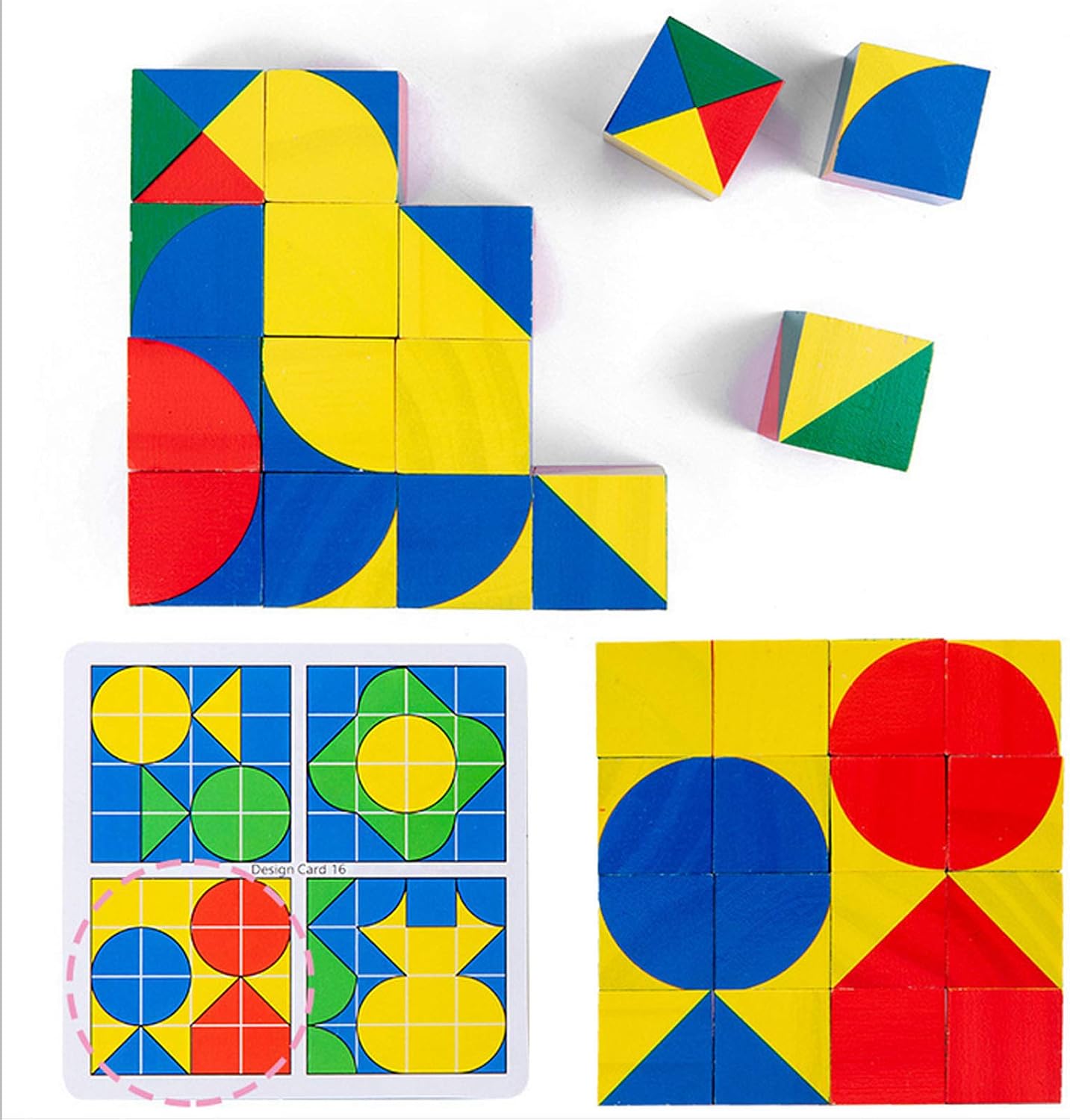 Czemo Wooden Jigsaw Puzzle for kids, Colorful Cube Building Blocks ...