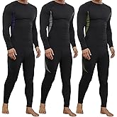 VZV 3 Pack Thermal Underwear for Men Fleece Lined Long Johns for Men Thermal Underwear Base Layer Top and Bottom Set