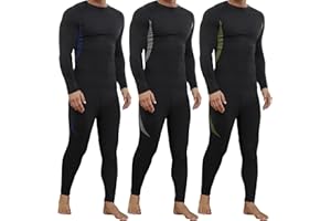 VZV 3 Pack Thermal Underwear for Men Fleece Lined Long Johns for Men Thermal Underwear Base Layer Top and Bottom Set