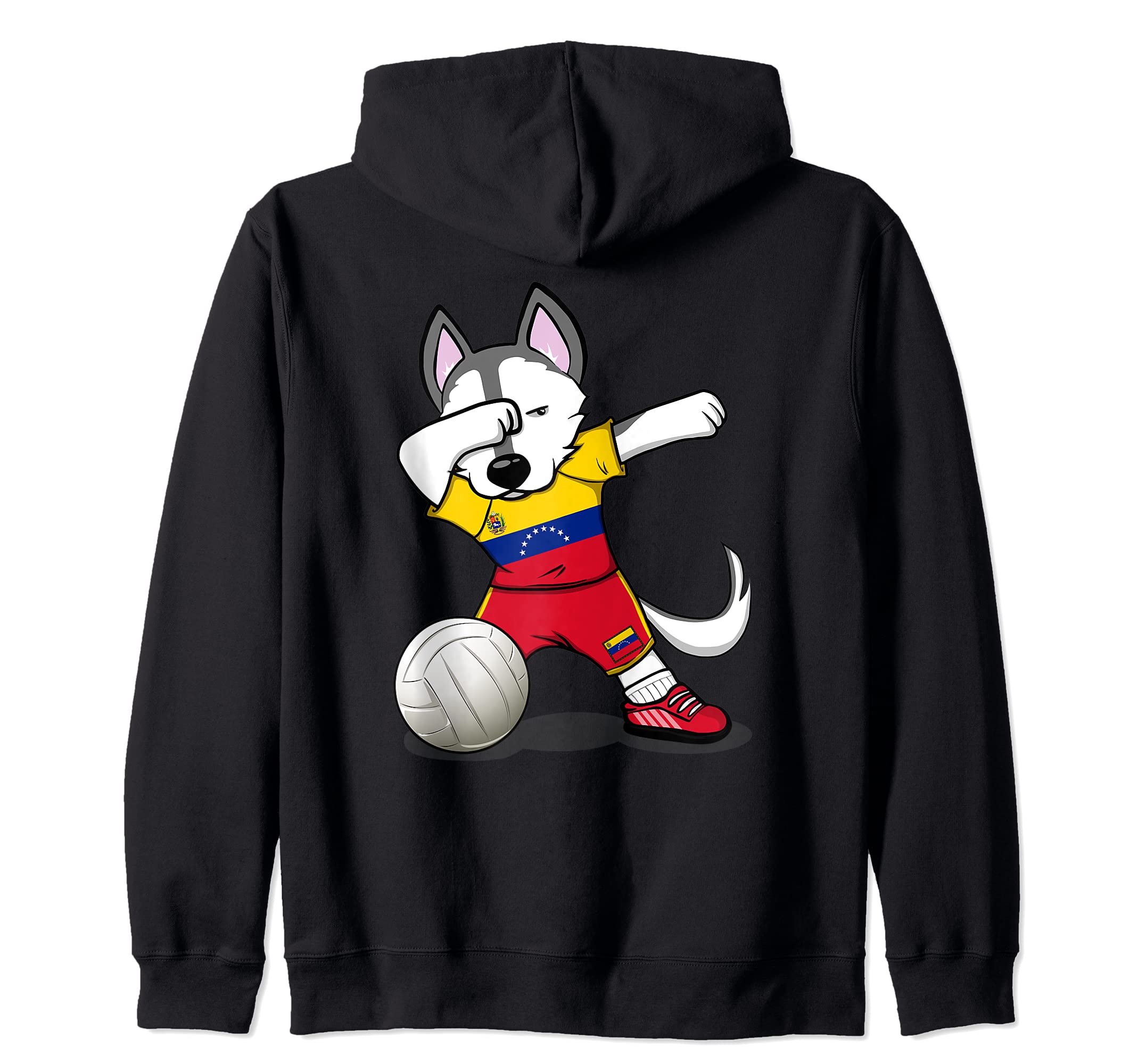 Dabbing Husky Dog Venezuela Volleyball Fan Jersey Flag Sport Zip Hoodie
