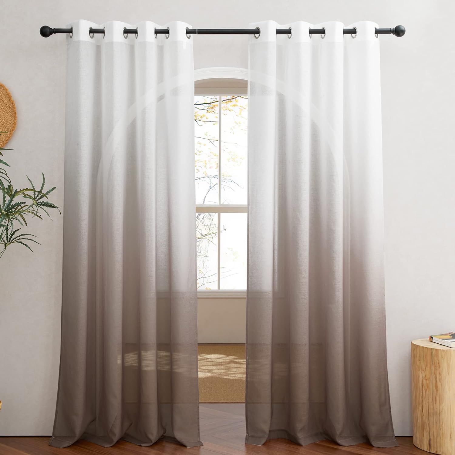 Outdoor Curtains - NICETOWN 2 Panels Semi Sheer Ombre Indoor Outdoor Curtains 84