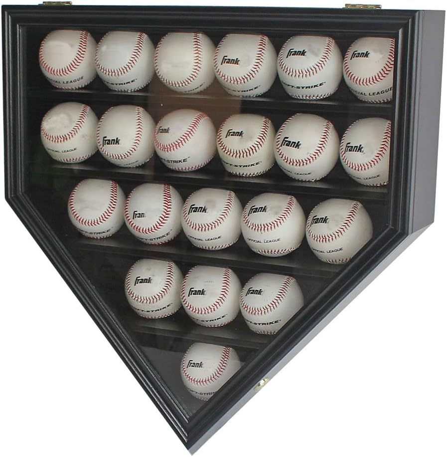 21 Baseball Display Case Wall Holder Shadow Box, UV Protection, Lockable