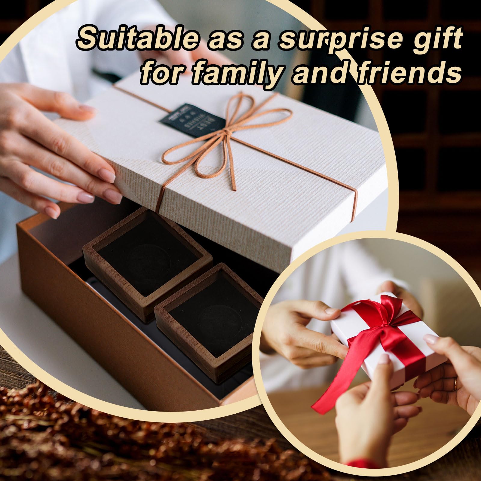 SiliFine 2 Pcs Wooden Pocket Watch Display Case Walnut Wood Single Gift Box for 1.89 Inches Pocket Watch with Clear Acrylic Window Display for Birthday Christmas Fathers Day Gift