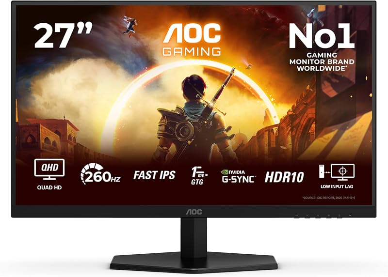 Gaming Moniteur Q27G42ZE 27 Pouce 260Hz Fast IPS Dalle, 1ms GtG, HDR10, G-Sync Compatible, (2560x1440 HDMI 1x 2.0) Noir — photo 2 sur 6