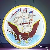 WittyRhE LED Navy Neon Sign Lights Veteran Neon Signs Wall Decor for Man Cave Bedroom Bar Army Themed Gift Art for Christmas Party-12.6×12.6 IN-USB Powered-Acrylic