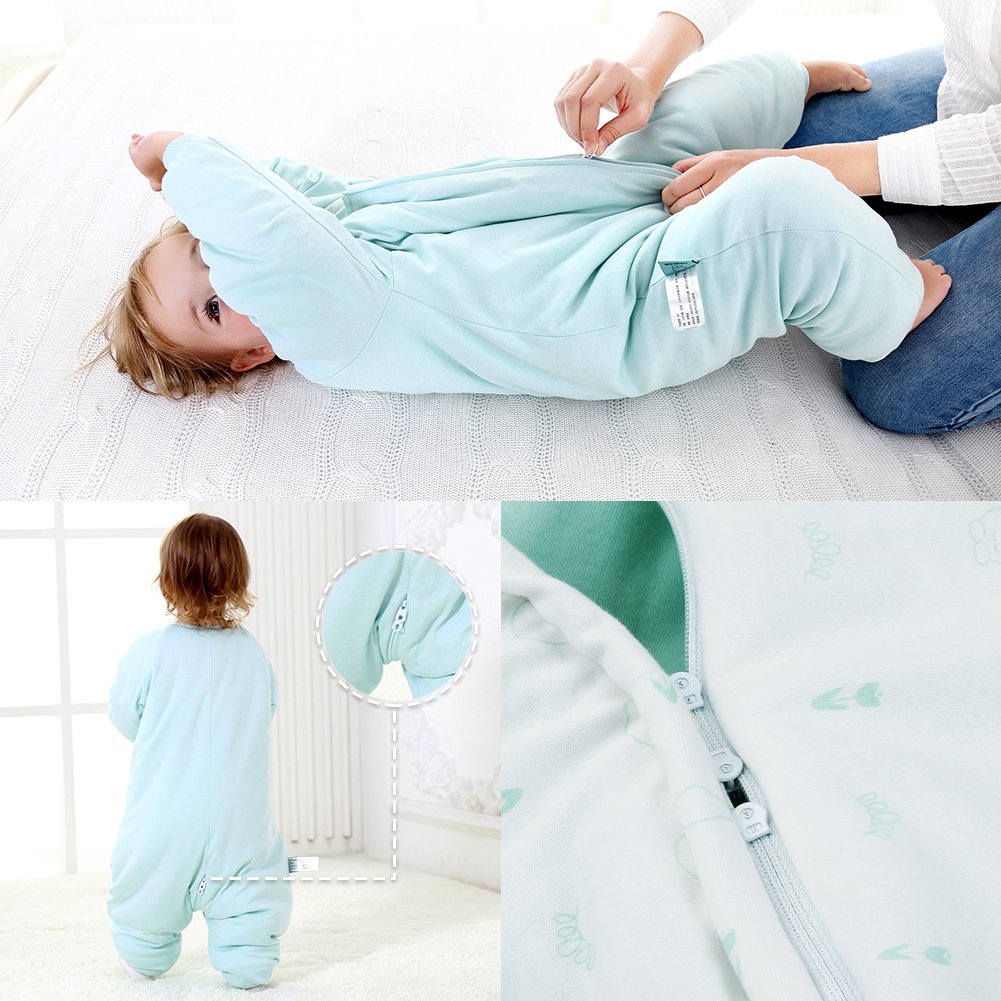 RESTCLOUD Baby Sleep Bag with Feet Winter, Wearable Blanket with Legs, Sack for Toddler Thicken 2.5 TOG (Blue, 2T-4T Year)