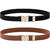 AWAYTR Kids Elastic Belt for Girls - Adjustable Toddler Heart Buckle Stretch Belts for Boys Girls
