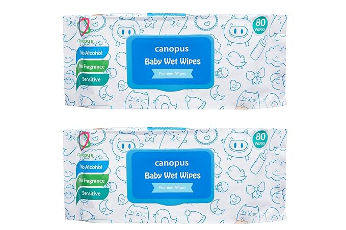 Canopus Premium Baby Wet Wipes Natural, Big Size Wipes (80 pcs) (Pack of 2) Buy 1 GET 1 Free