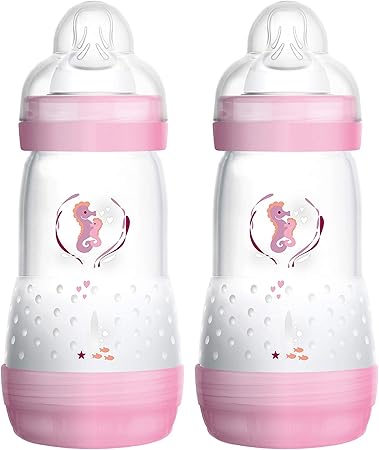 Mam Easy Start Anti Colic Babyfles 260 Ml Set Van 2 Baby Drinkfles Met Innovatieve Bodem Tegen Buikkrampjes Mam Fles Met Speen In Maat 1 Vanaf Geboorte Roze Amazon Nl