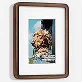Axeman 8x10 Solid Walnut Wood Picture Frames Matted to 5x7 with Tempered Glass for Wall Hanging & Tabletop Display, Vintage Wooden Photo Frame with Rounded Corners Perfect for Home Decor