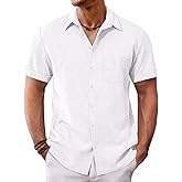 Runcati Mens Button Down Shirt Short Sleeve Casual Summer Beach Wedding Tops