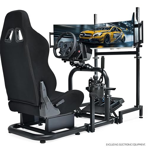 Anman Racing Sim Cockpit with Triple Monitor Mount and Seat Fit for ...