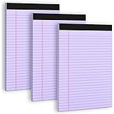 Purple Legal Pad 8.5 x 11 Wide Ruled Note Pads, 3 Pack Notepads 8.5 x 11 Lined Paper Wide Ruled Writing Pad, 30 Sheets Per Note Pad, Micro Perforated Colored Legal Pads 8.5 x 11 for Work/School/Office