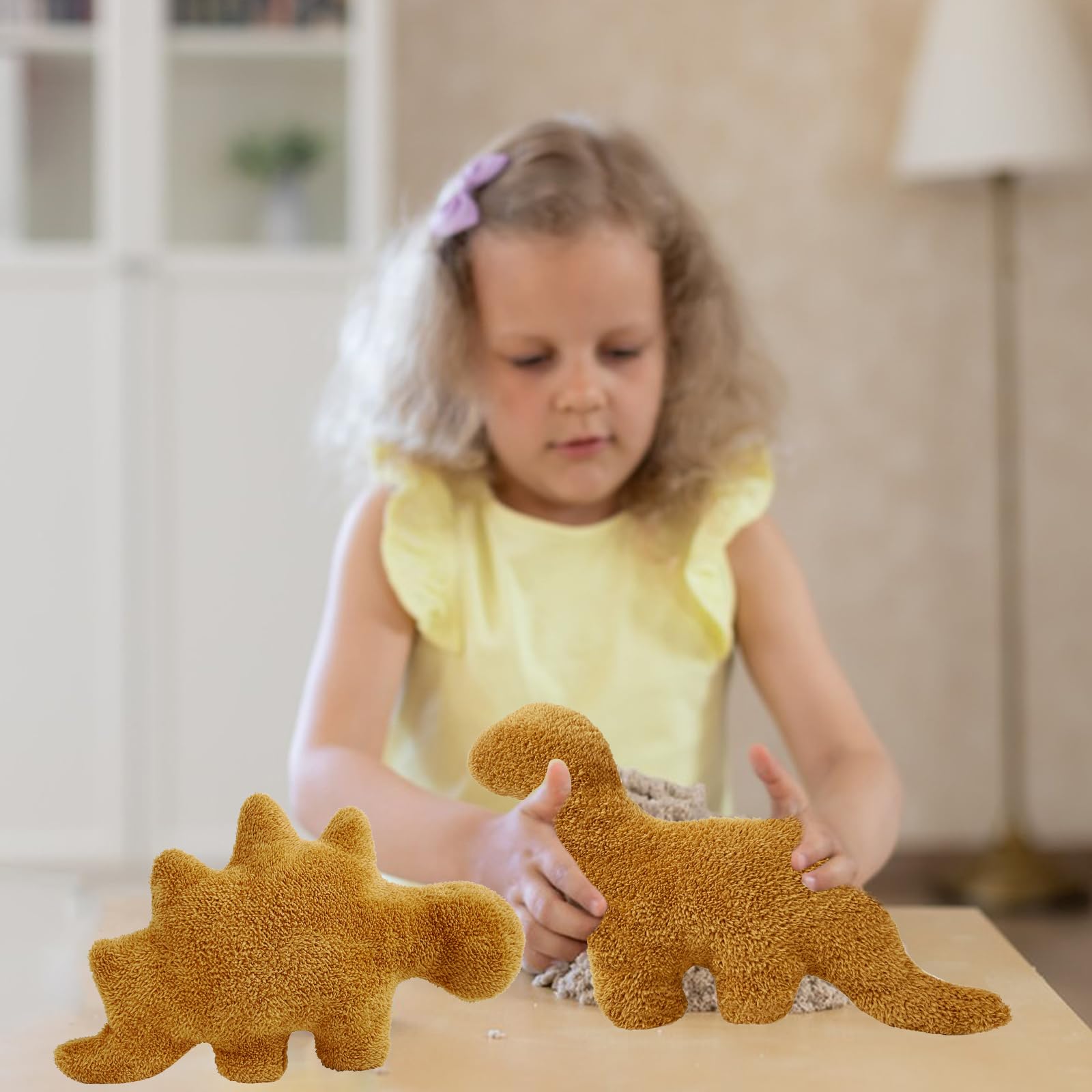 Isaacalyx 2 Pack Dino Nugget Pillow Plush, Soft Dinosaur Chicken Nuggets Pillow for Birthday Gifts, Dinosaur Theme Party Decorations (2 Packs Dino)