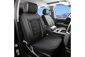 JOJOBAY Chevy Silverado Seat Covers,Leather Seat Covers for GMC Sierra,Custom Fit 2007-2026 1500 2500HD 3500HD Crew Double Extended Regular Cab,LT LZT RST Trail Boss(Front Pair,Black)