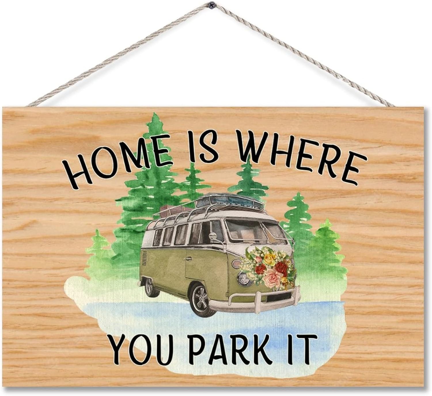 Plaques & Wall Art - Home Is Where You Park It, Caravan Wood Sign, Motorhome Gift, Caravan Gift, Camper Van Plaque, Unique Gift For Caravan Lover, Camper Decor, Camping Life 12x18 Inch