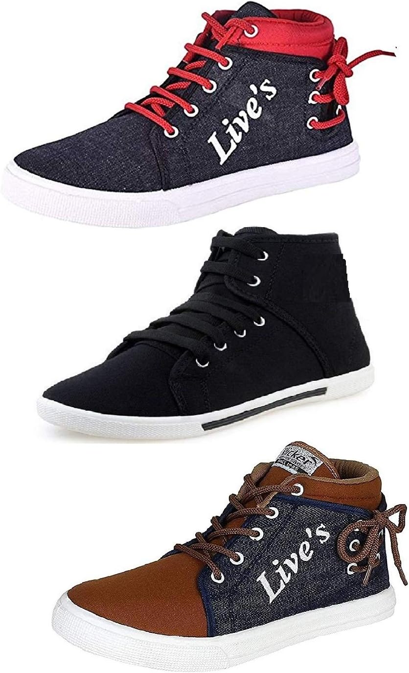 Tempo Men's Combo Pack of 3 Sneakers Shoes (Live RED/ARW/Live BRN)