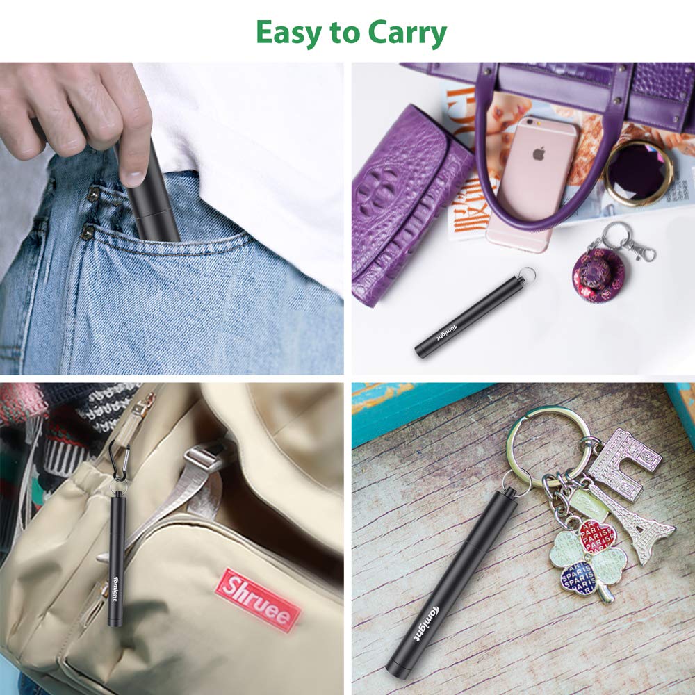 Tomight 2 Pack Telescopic Reusable Straws, Portable Stainless Steel Metal Straws with Case Cleaning Brush Carabiner Silicone Tips Keychain, Perfect for Travel, Home,Office