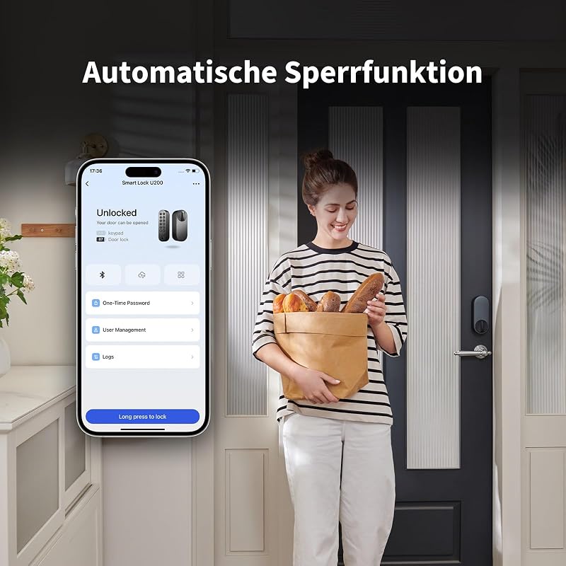 Smart Lock U200 mit Apple Home Key, Matter Over Thread, Schwarz