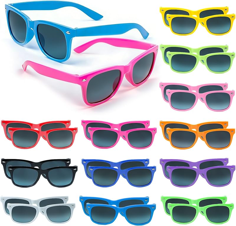 Sonnenbrillen Neonfarben, 24 Stk Kinder Sonnenbrille,Partygeschenke,Frauen und Männer für Sommer Strand Pool Party Geburtstagsparty Outdoor