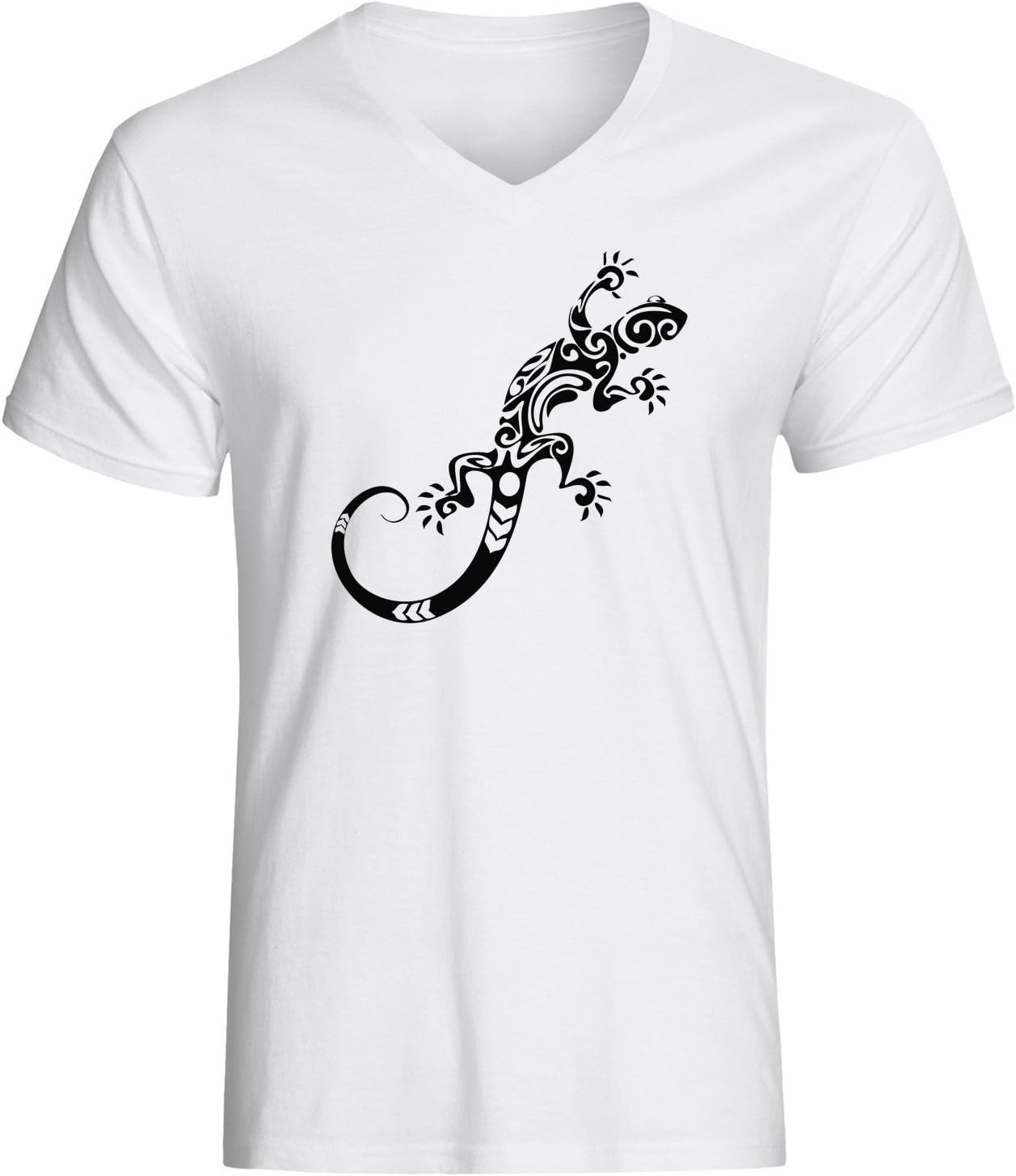 Nothingtowear Lizard Tribal Ethnic Tatoo Style Logo Men's Vneck T-Shirt
