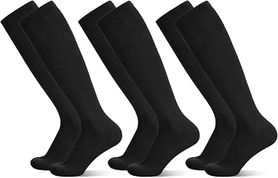 Friusate 3 Pairs Kids Football Socks Black 30-37 Breathable Cushioned Heel
