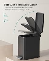 SONGMICS Narrow Pedal Bin 5 L Black Slim Indoor Bathroom Waste Bin view 5